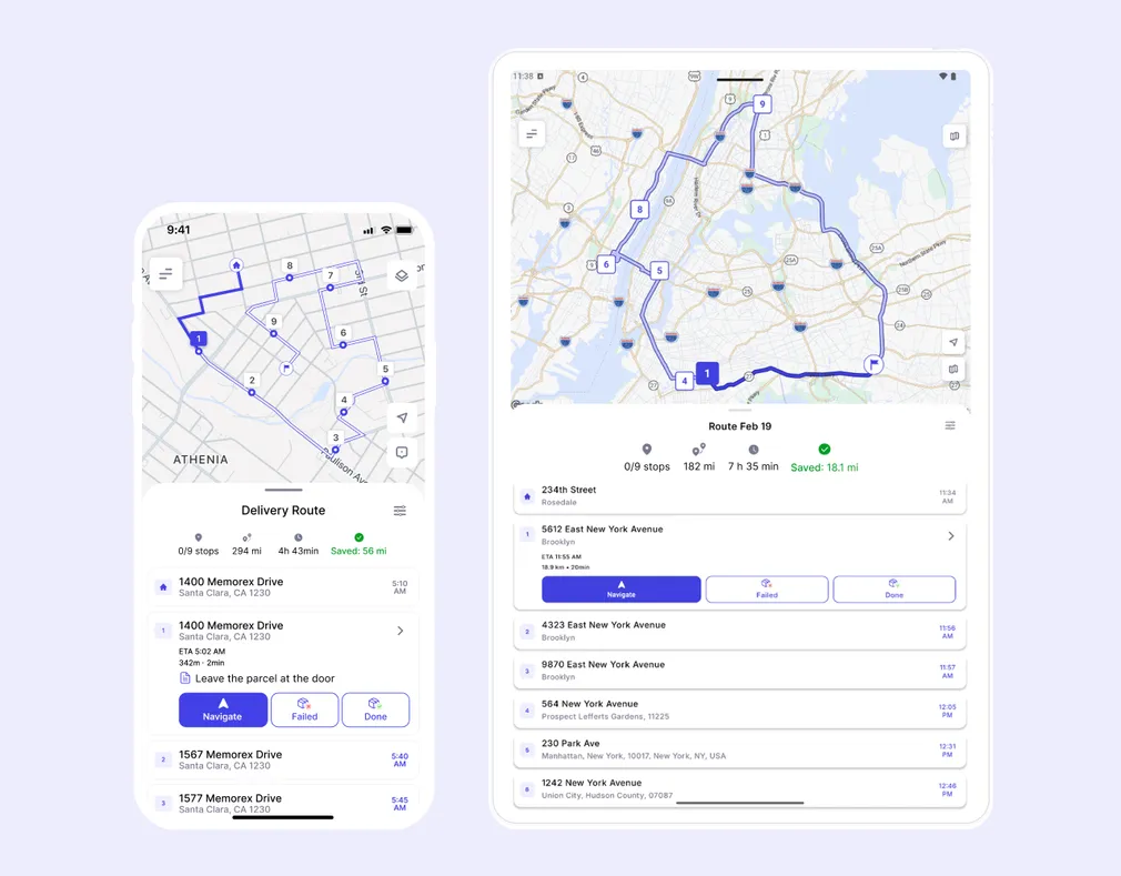 Same-day delivery driver completing more stops with route planning