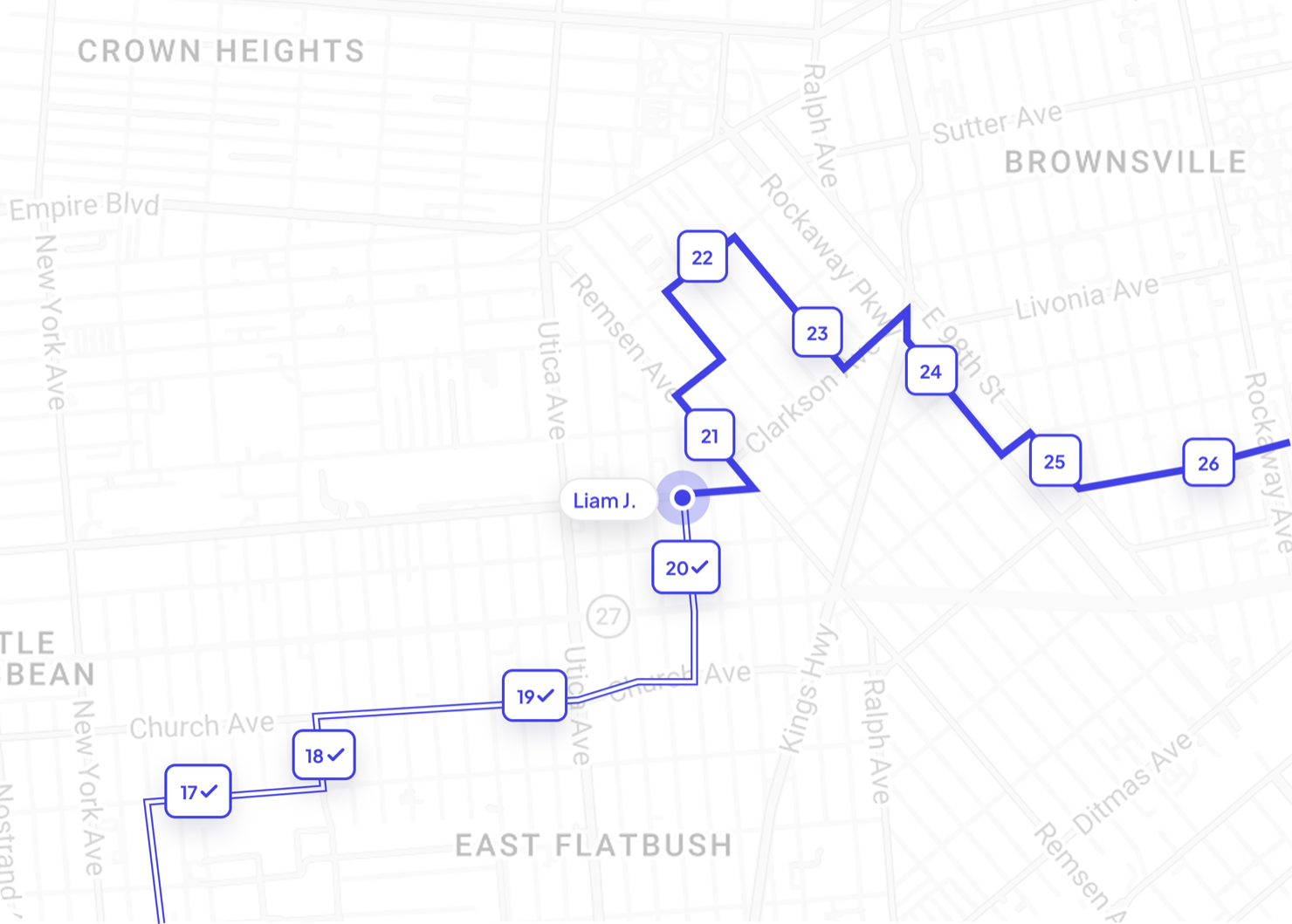 Real-time dispatch map showing live courier locations and delivery statuses