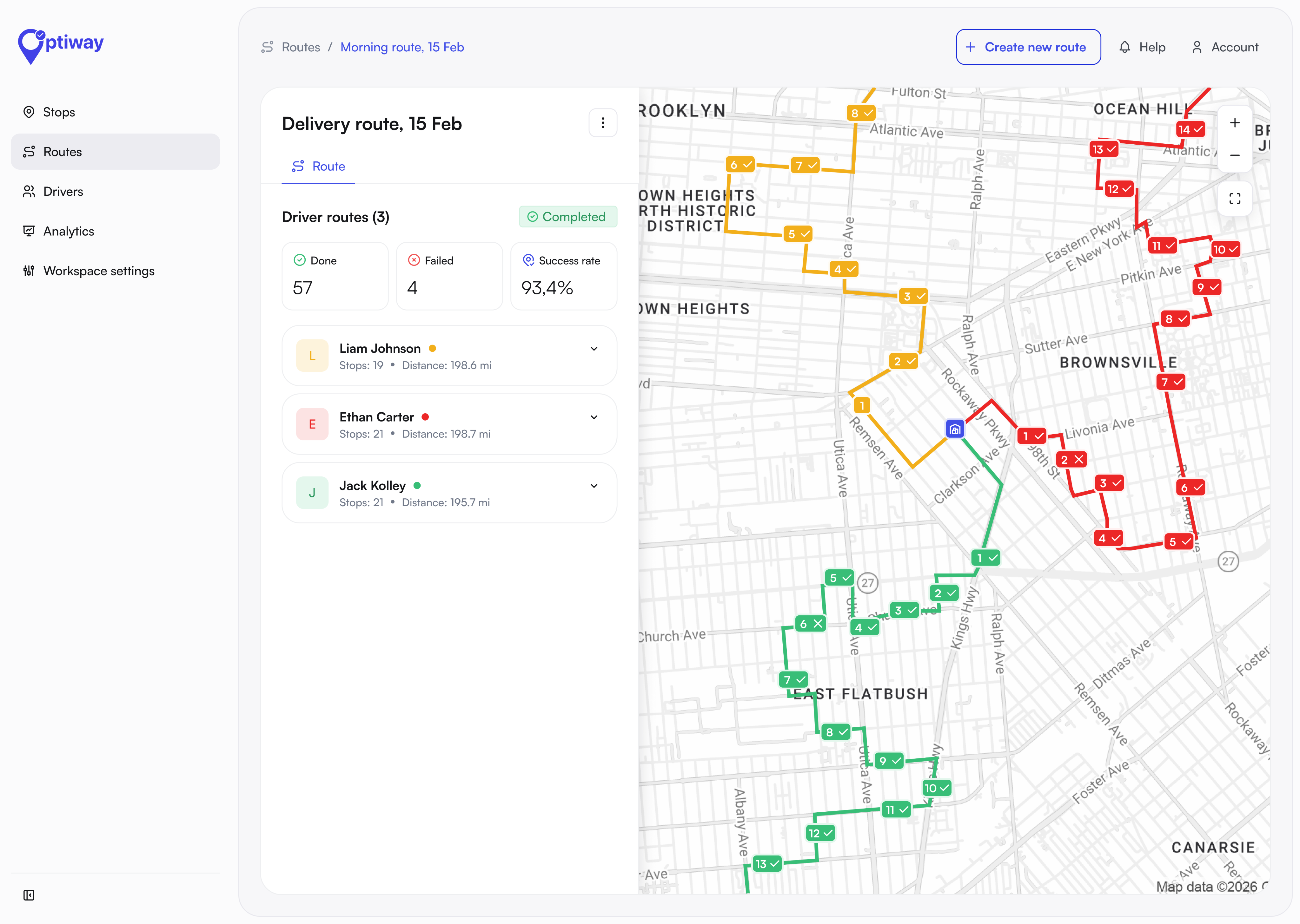 Optiway dispatch dashboard
