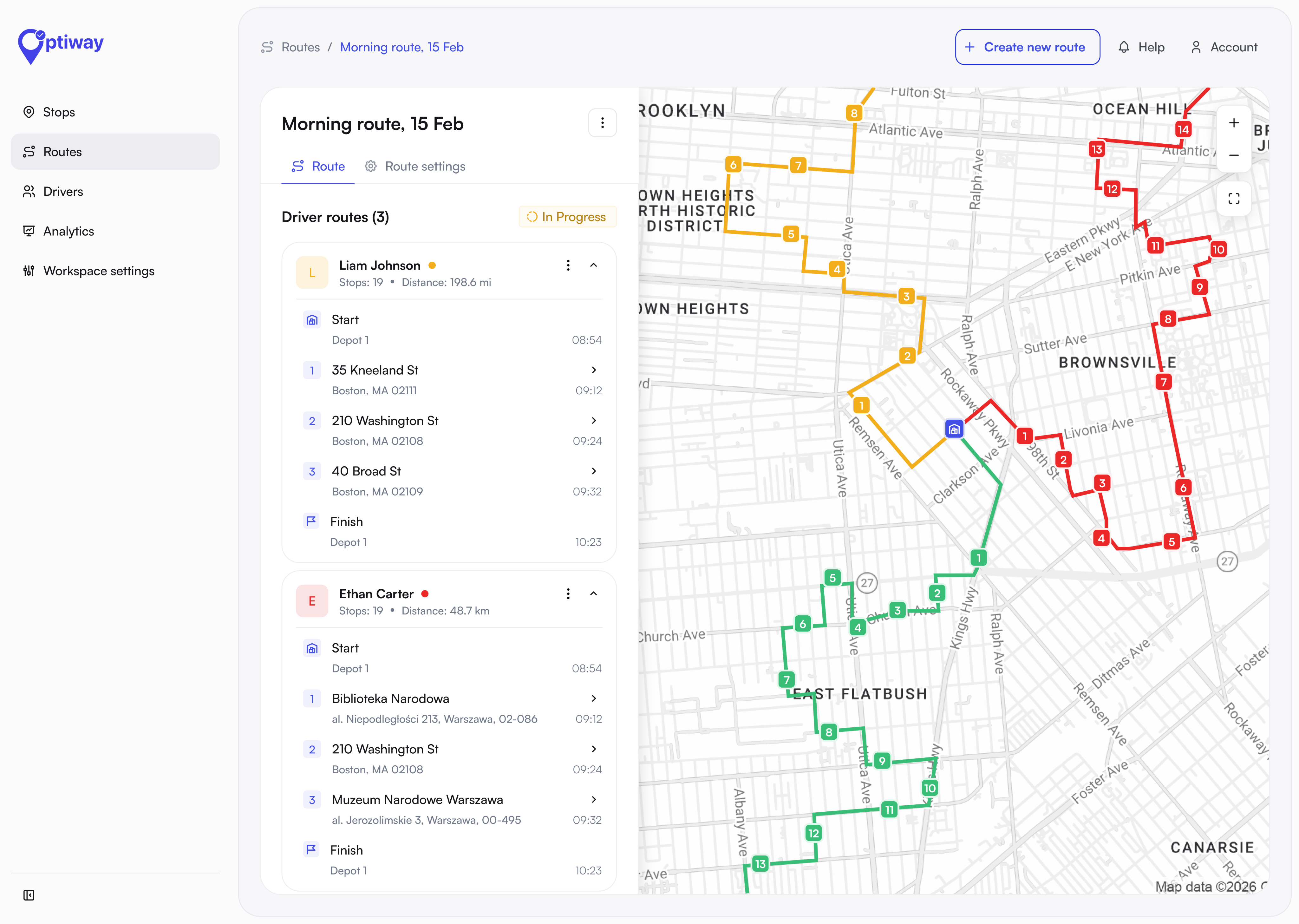 Optiway dashboard
