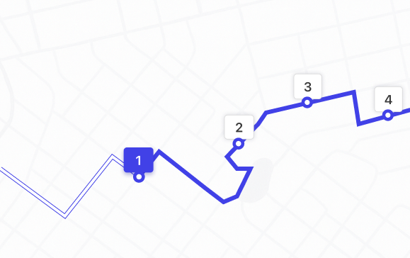 Optimized multi-stop route on the map